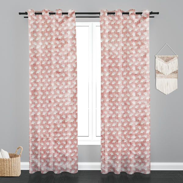 Accra  Floral Design Zari Work Embrodiery Jaquard Curtain - Light Pink