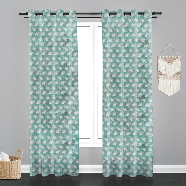 Accra  Floral Design Zari Work Embrodiery Jaquard Curtain - Firozi