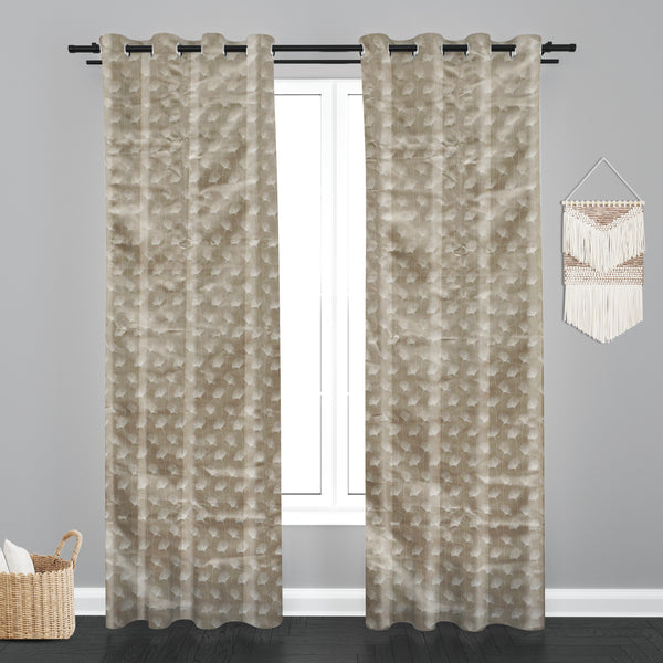 Accra  Floral Design Zari Work Embrodiery Jaquard Curtain - Cream