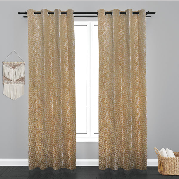 Astana Geometric Design Jaquard Fabric Curtain-Beige