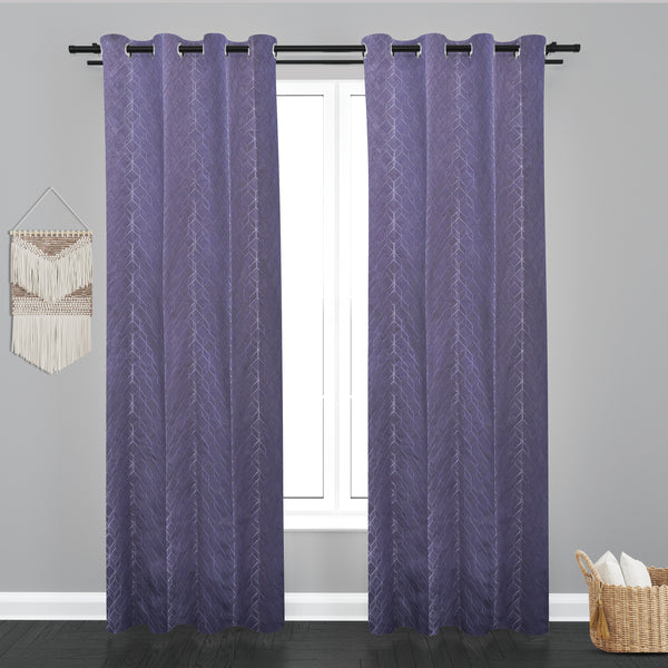 Astana Geometric Design Jaquard Fabric Curtain-Purple