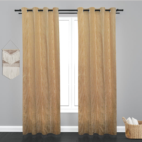 Astana Waves Design Jaquard Fabric Curtain-Beige