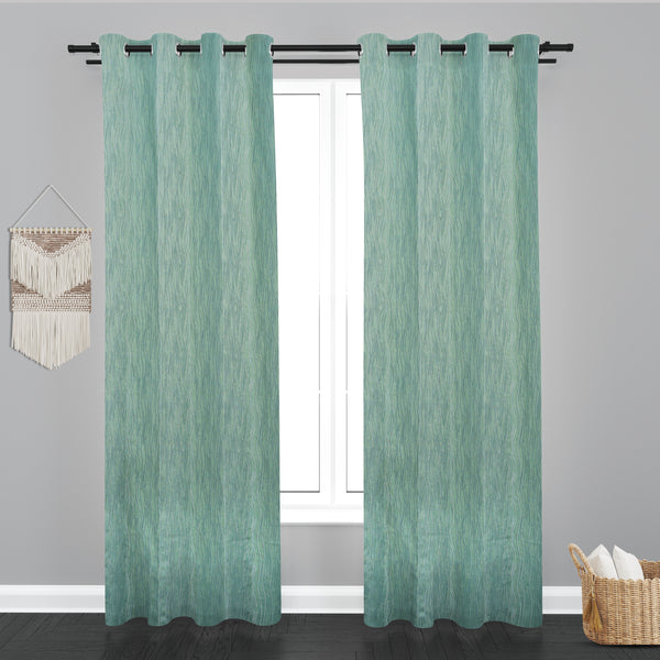 Astana Waves Design Jaquard Fabric Curtain-Sea Green