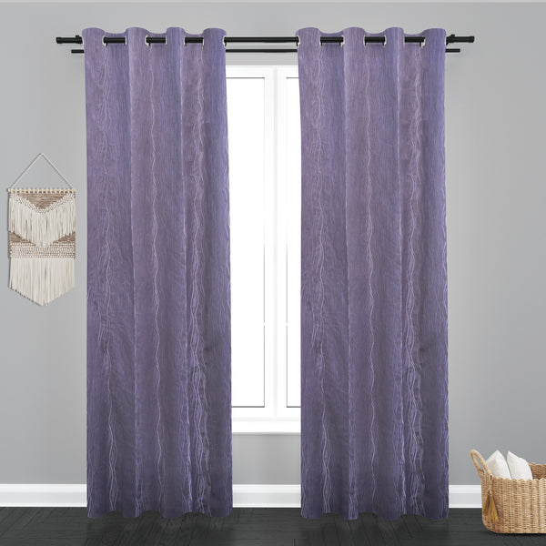 Astana Waves Design Jaquard Fabric Curtain-Purple