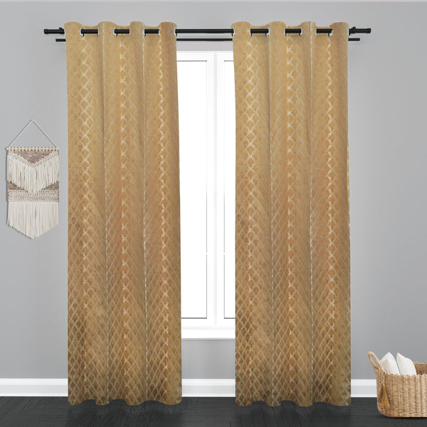 Astana Quatrefoil Design Jaquard Fabric Curtain-Beige