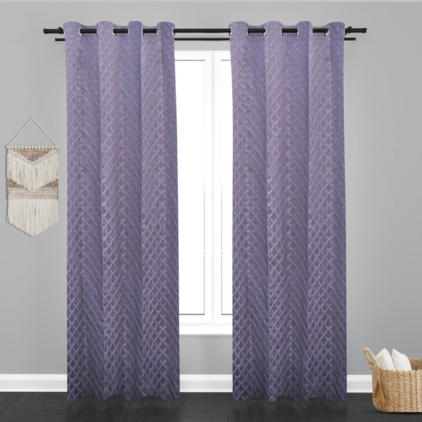 Astana Quatrefoil Design Jaquard Fabric Curtain-Purple