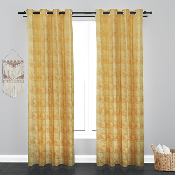Athens Floral Design Soft Jaquard Fabric Curtain - Beige
