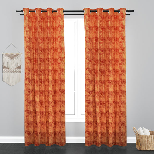 Athens Floral Design Soft Jaquard Fabric Curtain - Maroon