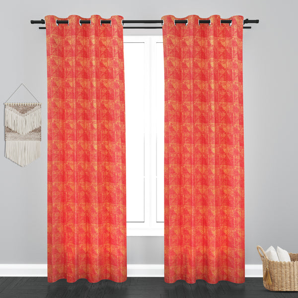 Athens Floral Design Soft Jaquard Fabric Curtain - Pink