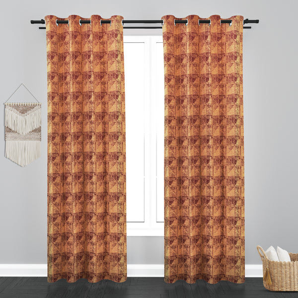 Athens Floral Design Soft Jaquard Fabric Curtain - Wine