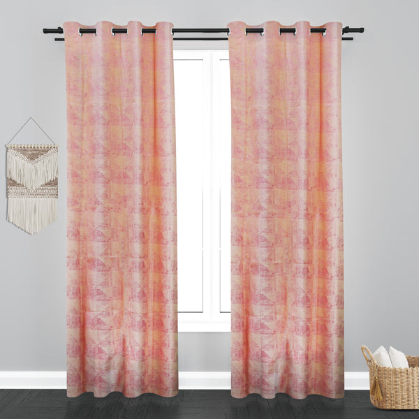 Athens Floral Design Soft Jaquard Fabric Curtain - Light Pink