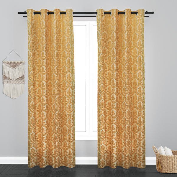 Athens Floral Design Soft Jaquard Fabric Curtain - Beige