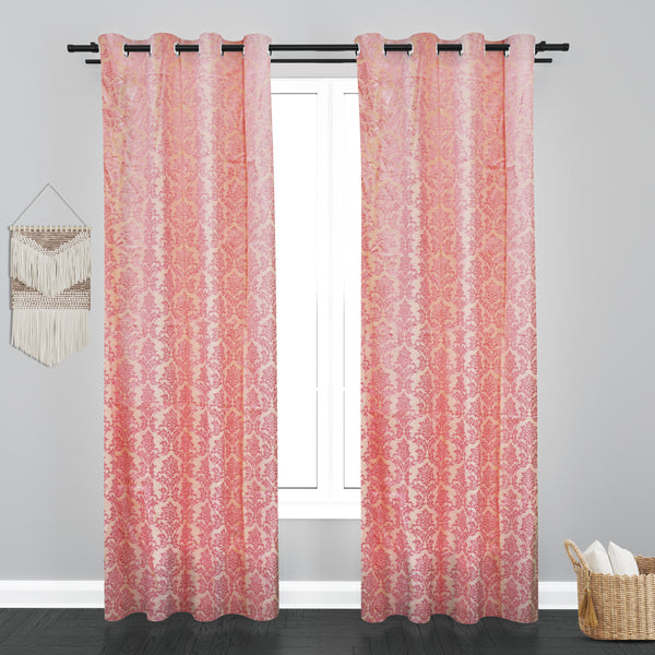 Athens Floral Design Soft Jaquard Fabric Curtain - Light Pink