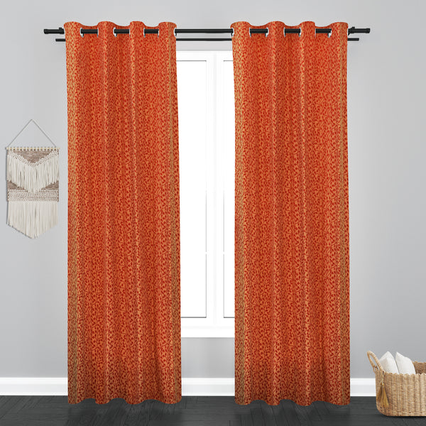 Athens Floral Design Soft Jaquard Fabric Curtain - Maroon