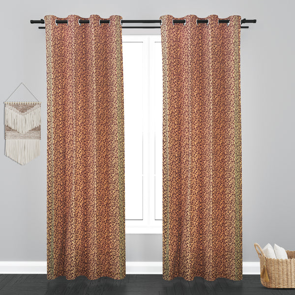 Athens Floral Design Soft Jaquard Fabric Curtain - Wine