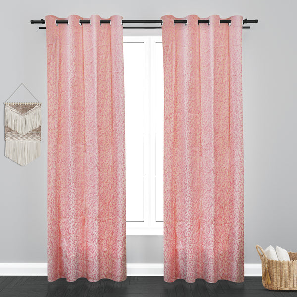 Athens Floral Design Soft Jaquard Fabric Curtain - Light Pink