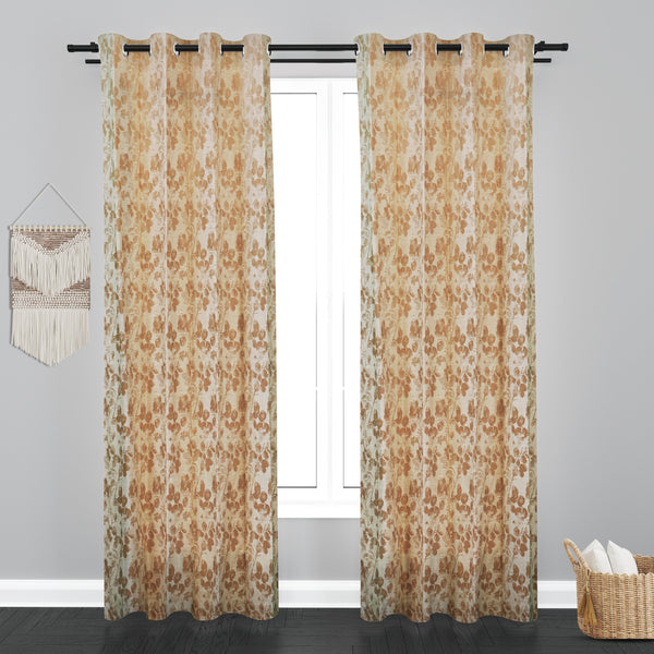 Athens Floral Design Soft Jacquard Fabric Curtain - Cream