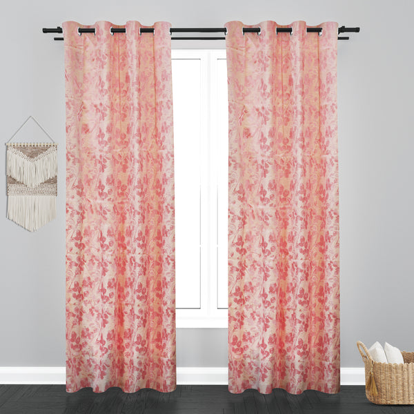Athens Floral Design Soft Jaquard Fabric Curtain - Light Pink