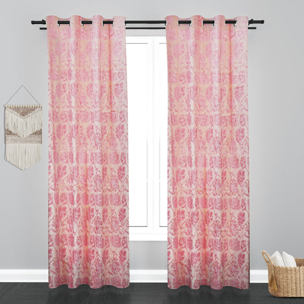 Athens Floral Design Soft Jaquard Fabric Curtain - Light Pink