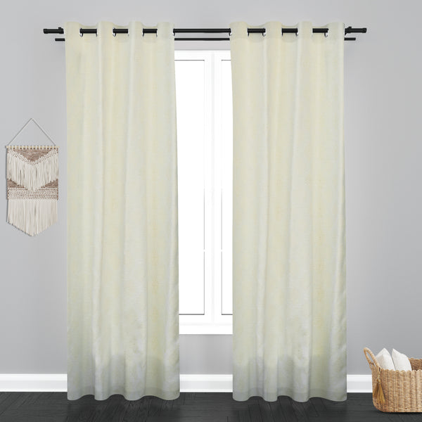 Cairo Damask Design PolyCott Fabric Curtain - Cream