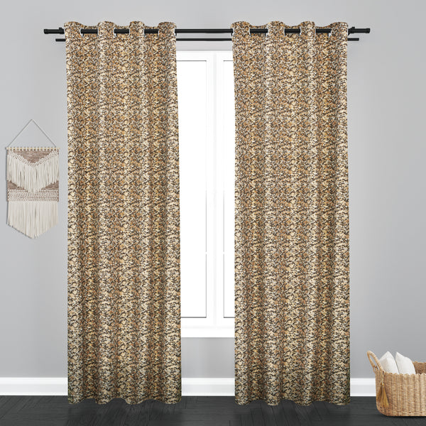 Cairo Texure Design PolyCott Fabric Curtain - Dark Brown