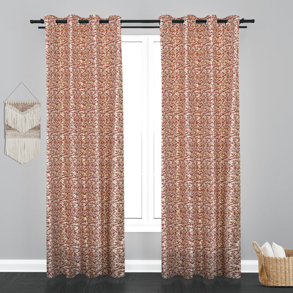 Cairo Texure Design PolyCott Fabric Curtain - Maroon