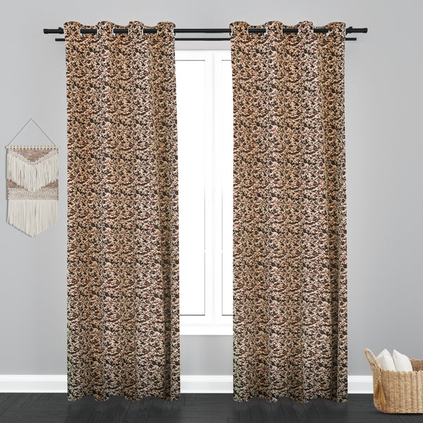 Cairo Texure Design PolyCott Fabric Curtain - Light Brown