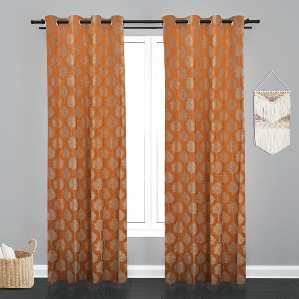 Doha Tree Design PolyCott Fabric Curtain - Bronze