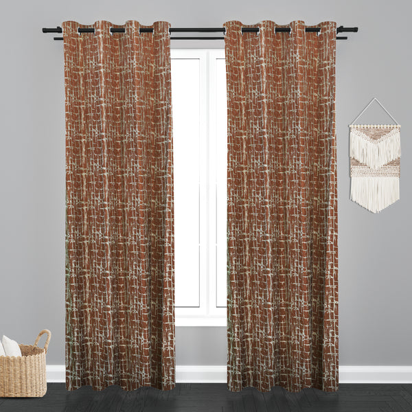 Doha Teaxure Design PolyCott Fabric Curtain - Coffee