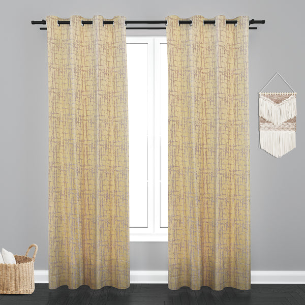 Doha Teaxure Design PolyCott Fabric Curtain - pearl offwhite