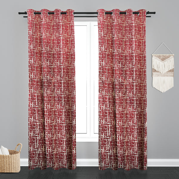 Doha Teaxure Design PolyCott Fabric Curtain - Wine