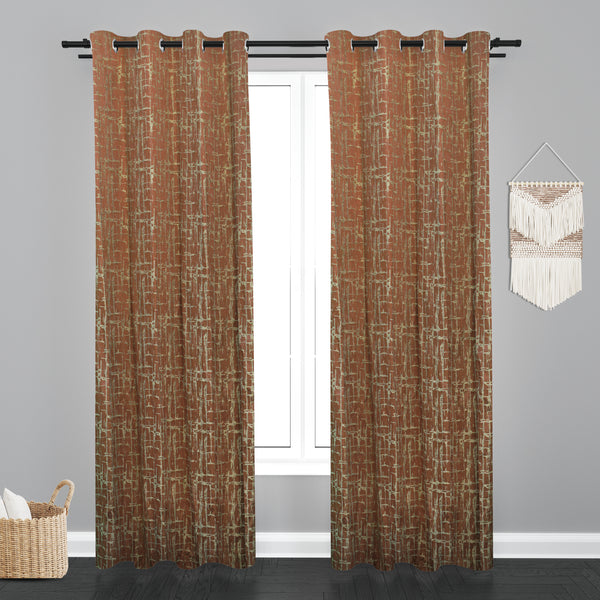 Doha Teaxure Design PolyCott Fabric Curtain - Brown