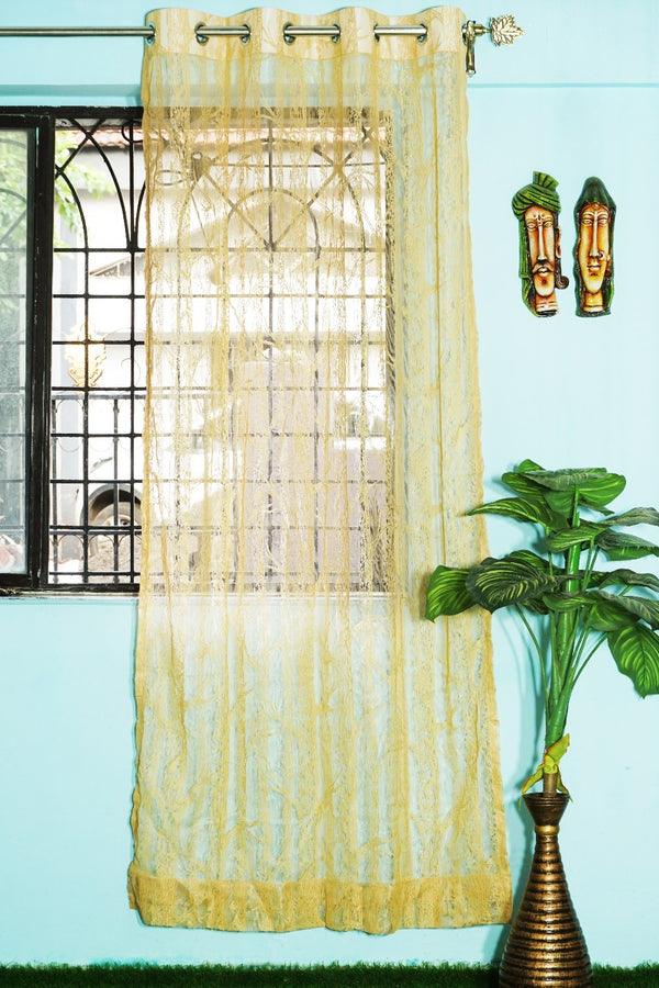 Russel Net Web Fabric Floral Tree Branch Window Single Curtain
