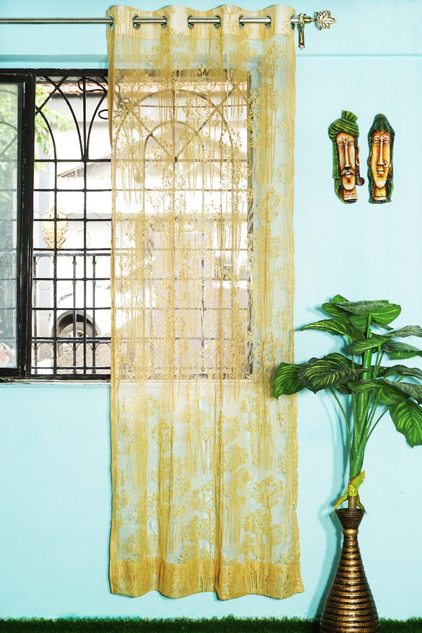 Russel Net Web Fabric Floral Tree Window Single Curtain