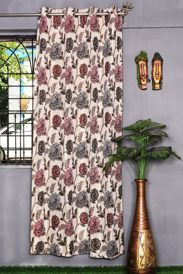 Jacquard Floral Design Single Curtain