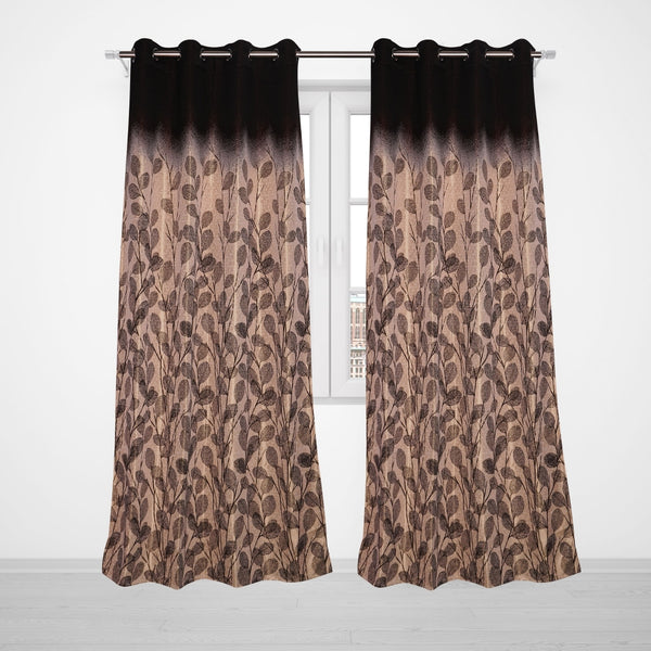 Jacquard Fabric Leaf Design Eyelet Window Single Curtain