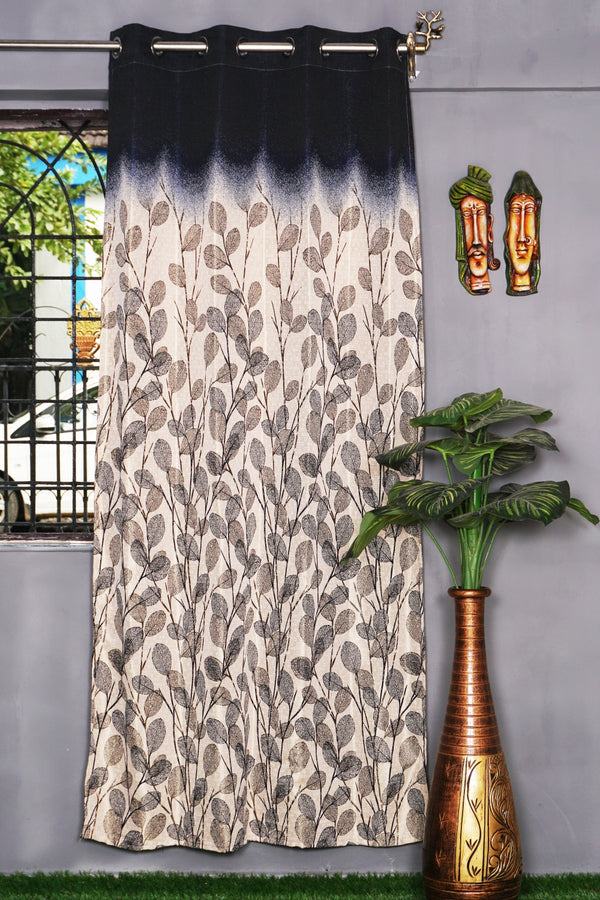 Jacquard Fabric Leaf Design Eyelet Window Single Curtain
