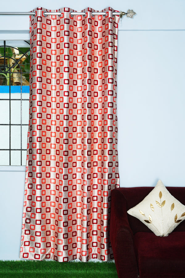 Long Crush Fabric Printed Design Curtain