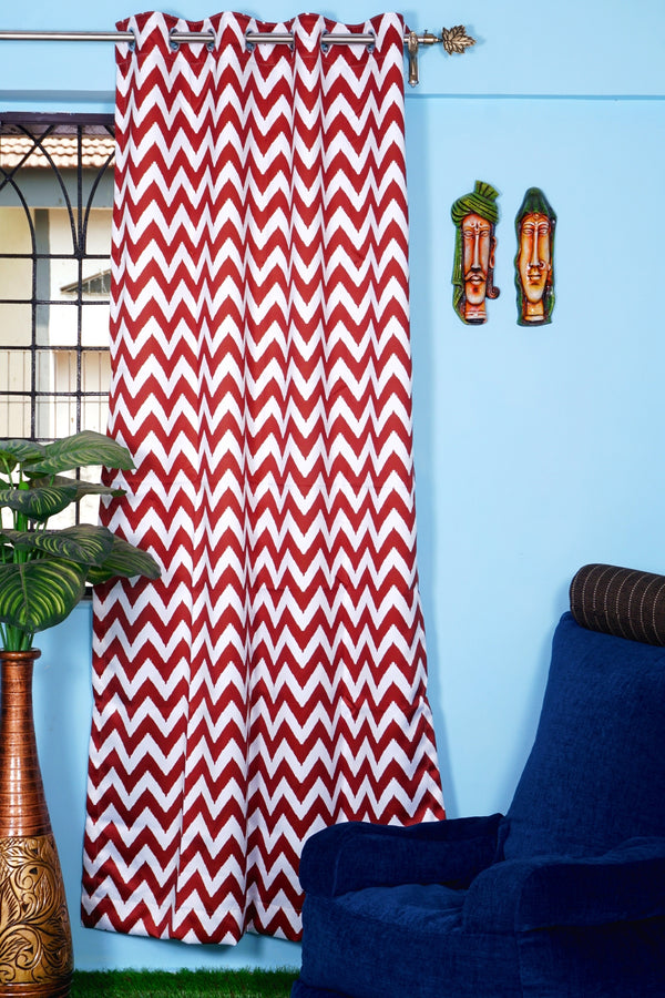 Zigzag Design Printed Fabric Polyester Window Curtain