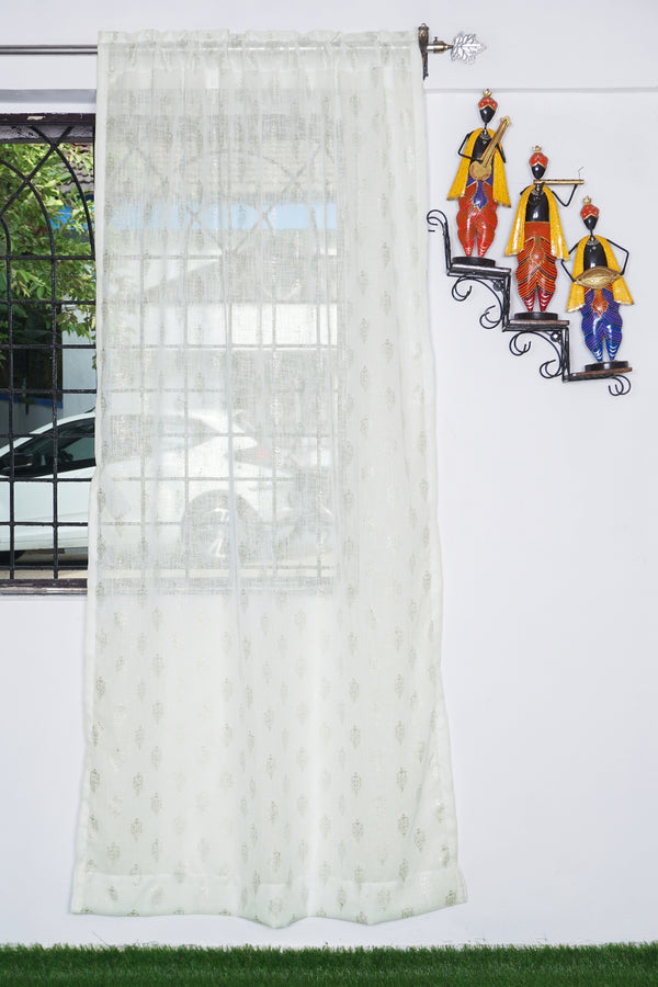 Cotton Linen Fabric With Rod Pocket Curtain