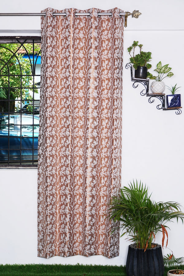 Jacquard Floral Design Single Curtain