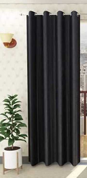 Plain Design Long Crush Fabric Curtain
