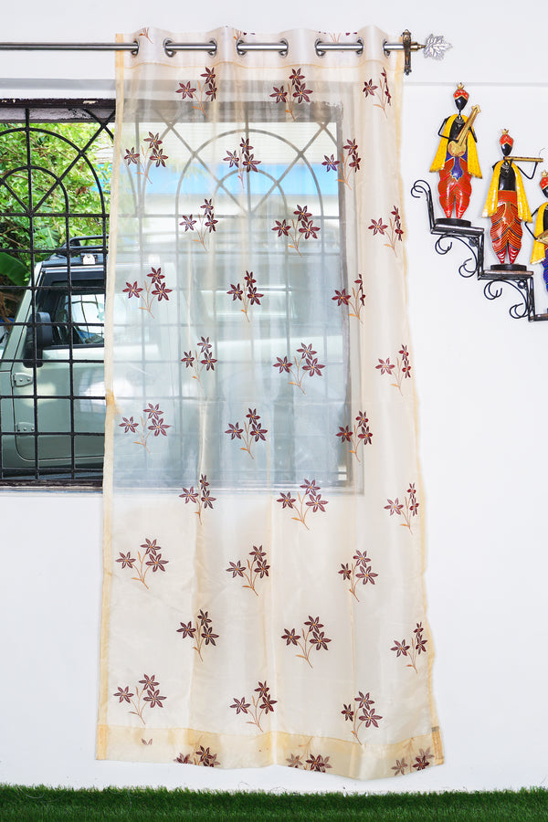 Floral Designtissue Embroidered Curtain