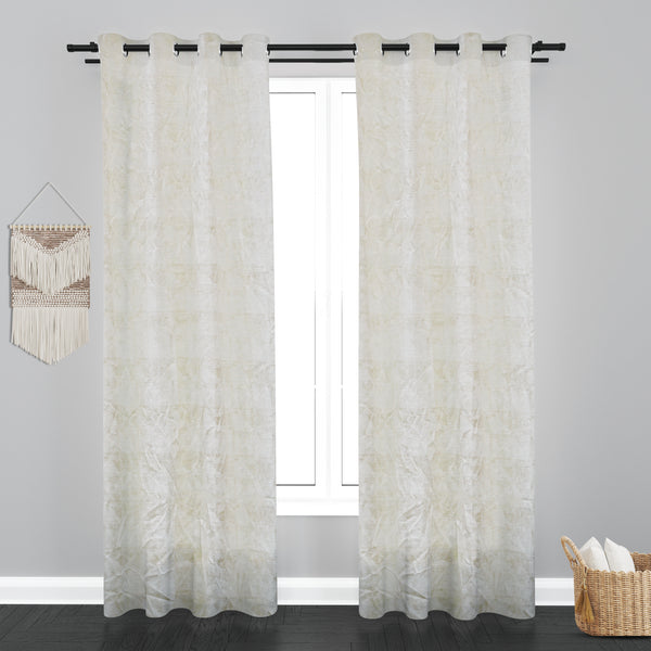 Glamour Texure Design Soft Jaquard Fabric Curtain - Off White