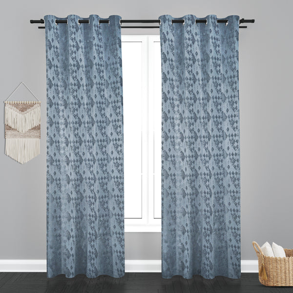 Jaquard Fabric Smash Design Eyelet Window Curtain