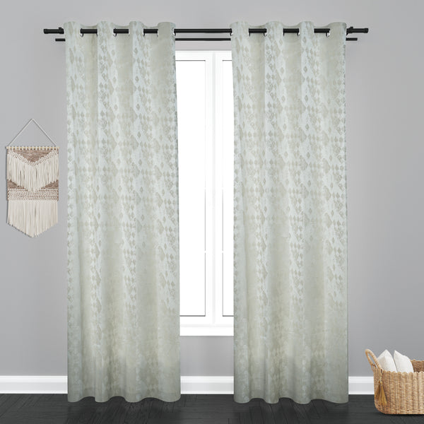Jaquard Fabric Smash Design Eyelet Window Curtain