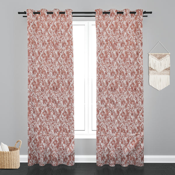 Lisbon Texure Design PolyCott Fabric Curtain - Rust
