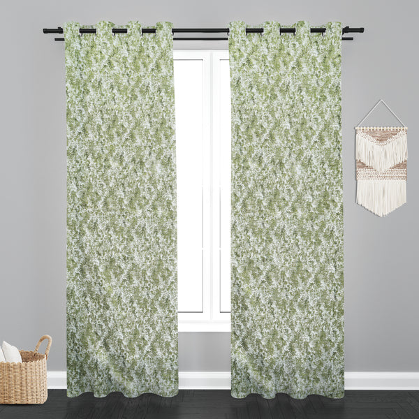 Lisbon Texure Design PolyCott Fabric Curtain - Green
