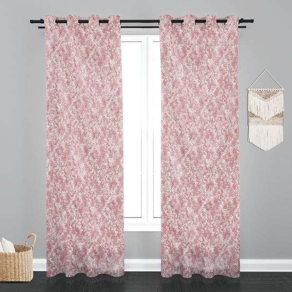 Lisbon Mesh Design PolyCott Fabric Curtain - Pink
