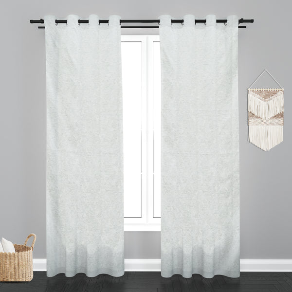 Lisbon Mesh Design PolyCott Fabric Curtain - Off White